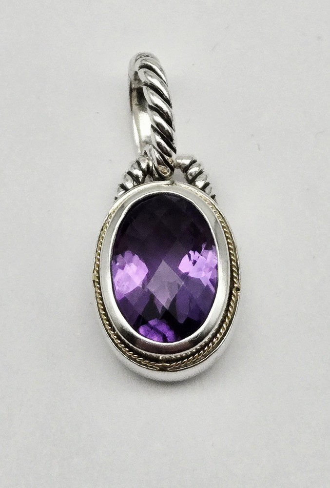 EFFY Purple Amethyst Faceted Gemstone Pendant in Sterling Silver & 18k Gold
