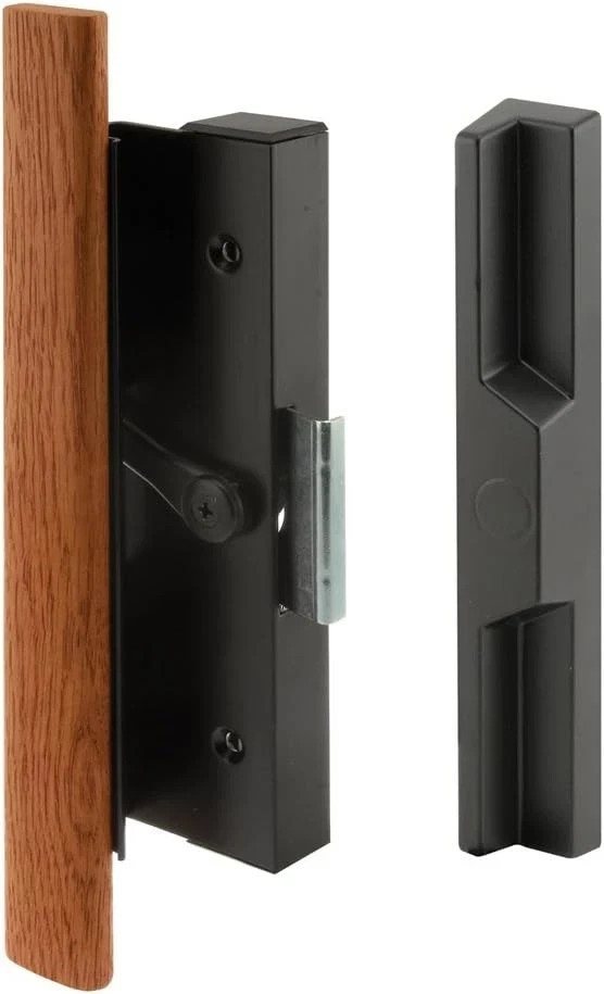 C 1126 Black Diecast Sliding Door Handle with Wood Handle, (Single Pack)