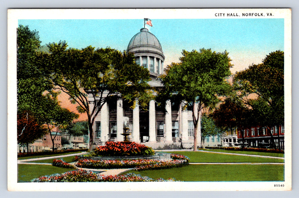 Vintage Postcard City Hall Norfolk Virginia