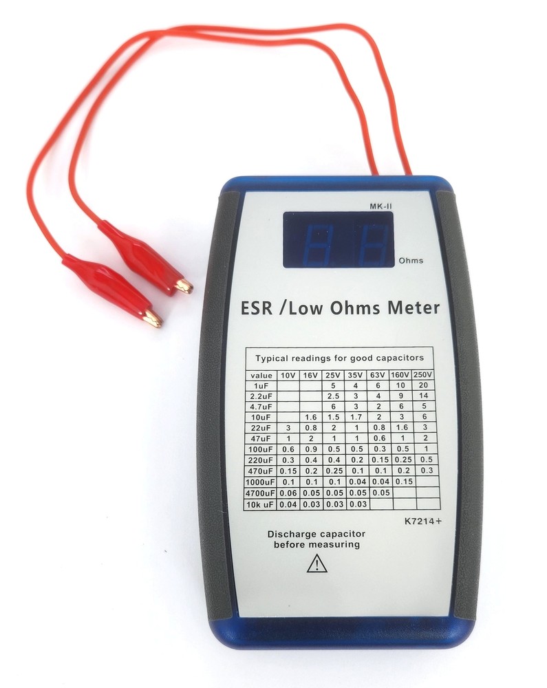 Tablular Blue ESR/Low Ohms Meter, 0.01 Ohm to 99 Ohm for 1uF Electrolytics