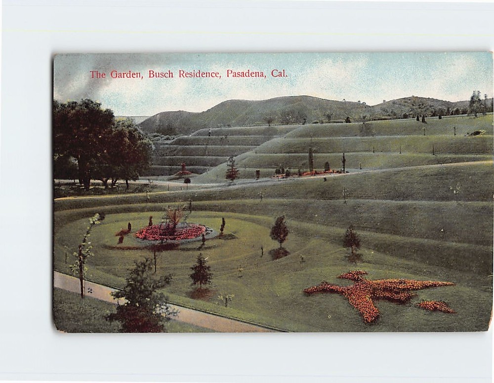 Postcard The Garden Busch Residence Pasadena California USA