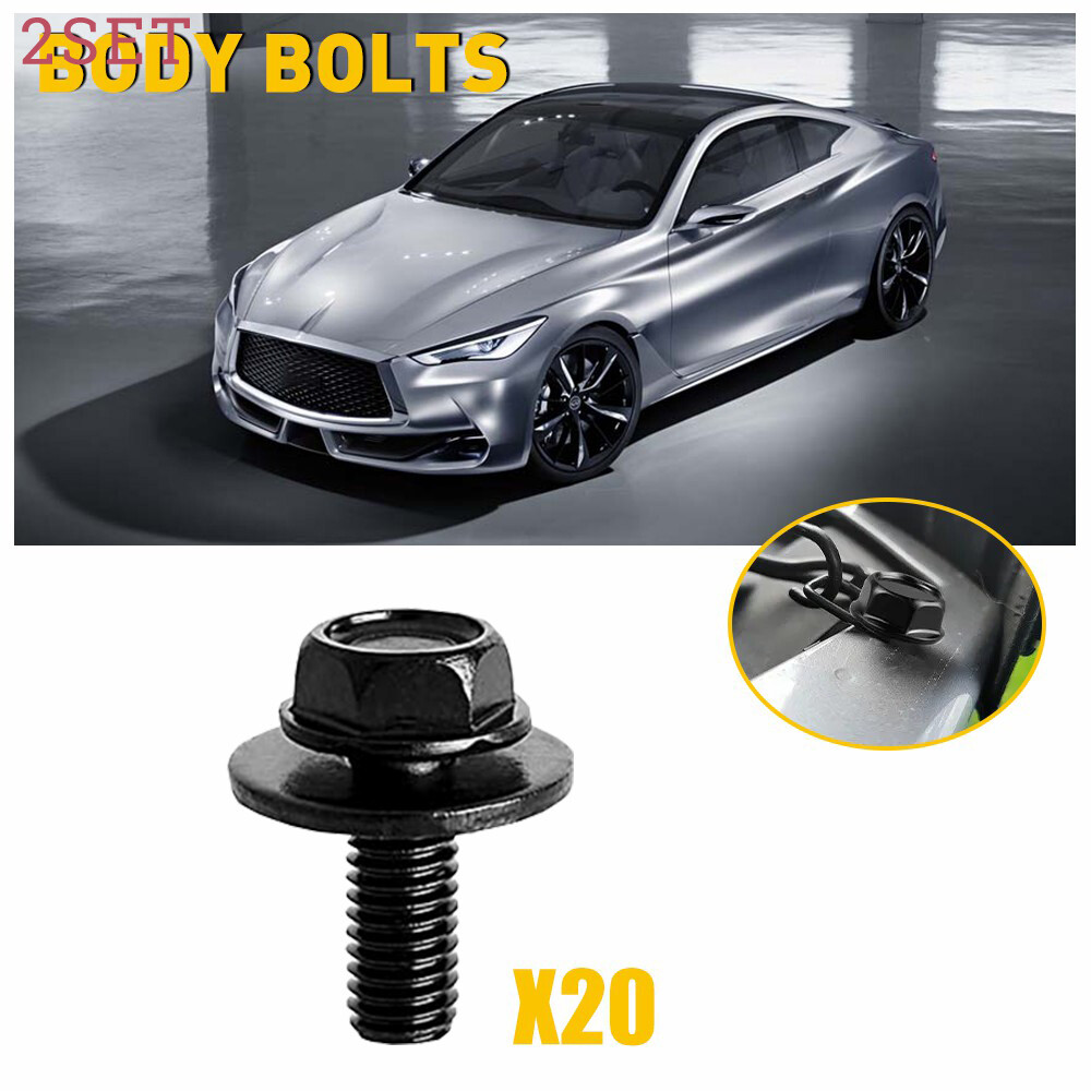 40PC Body Bolts Screws Fastener Fender M6-1.0x 16mm Long- 10mm Hex- 17mm Washer
