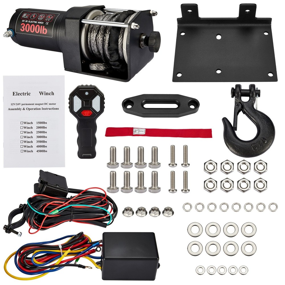 3000LB-SRN 12V DC ATV UTV Electric Winch with Wireless Remote and Wired Switch