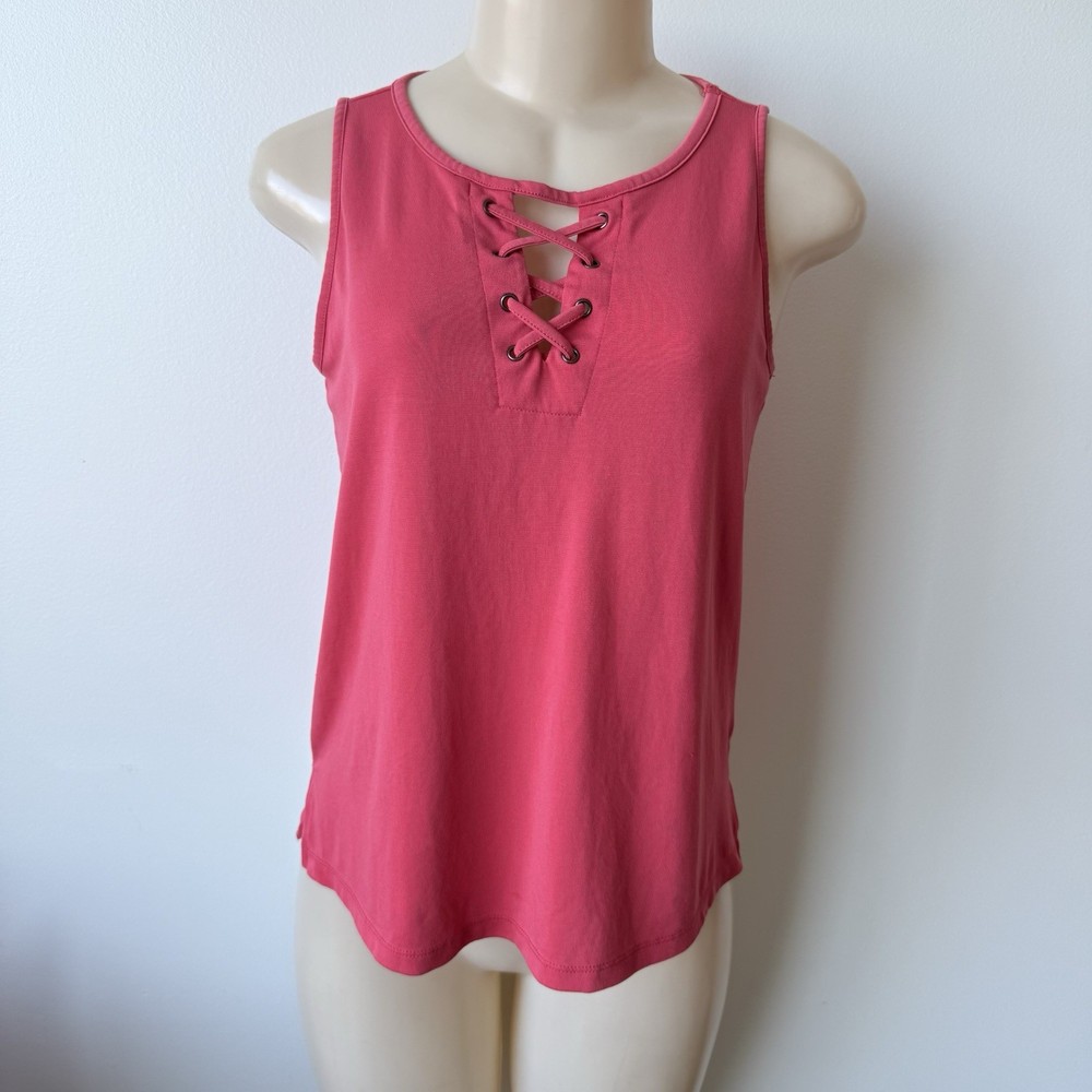 Pink Rose Women's Soft Modal Sleeveless Coral Tank Top Size M Boho Feminine
