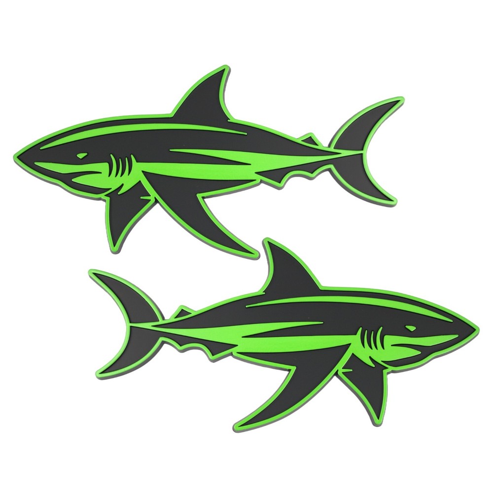 Custom Green Shark Emblem Fish Badge Decal Set for Cars Trucks SUVs