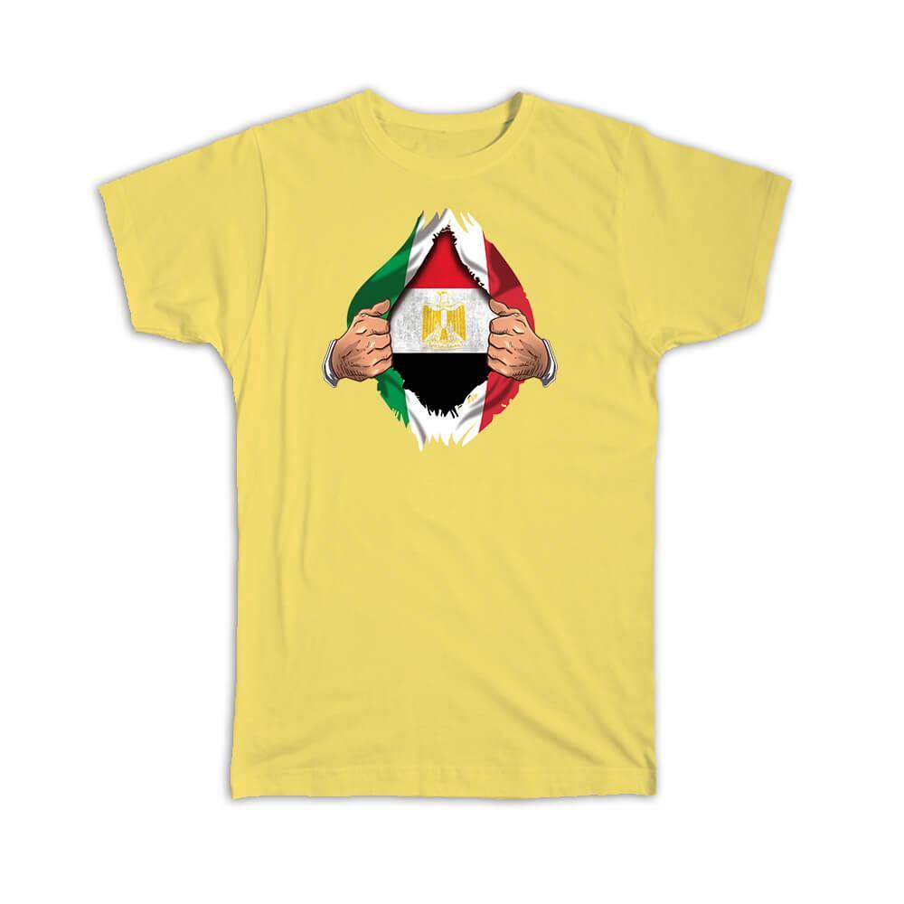 Egypt Italy Flag T-Shirt - Egyptian Italian Pride Chest Design