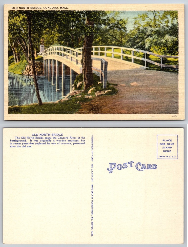 Old North Bridge Concord Mass Postcard