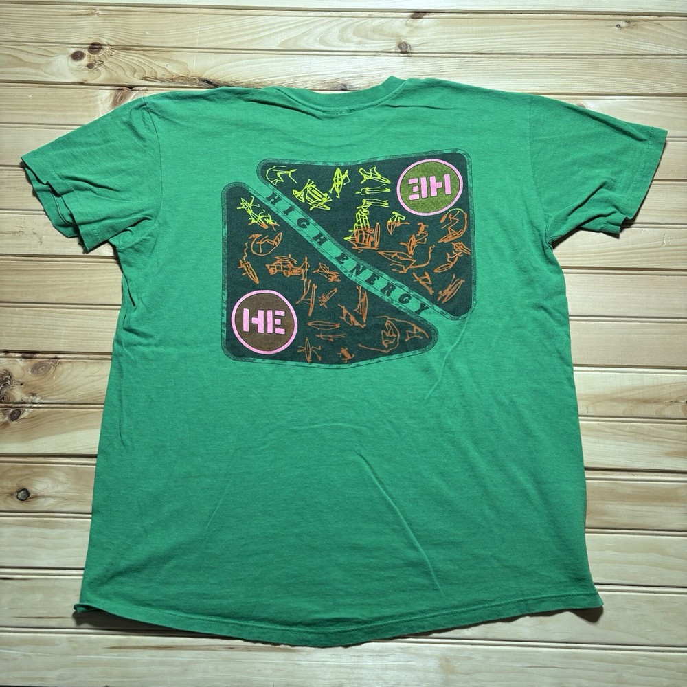 Vintage 80s 90s High Energy Skate Surf Hype Single Stitch Shirt Size XL  Green