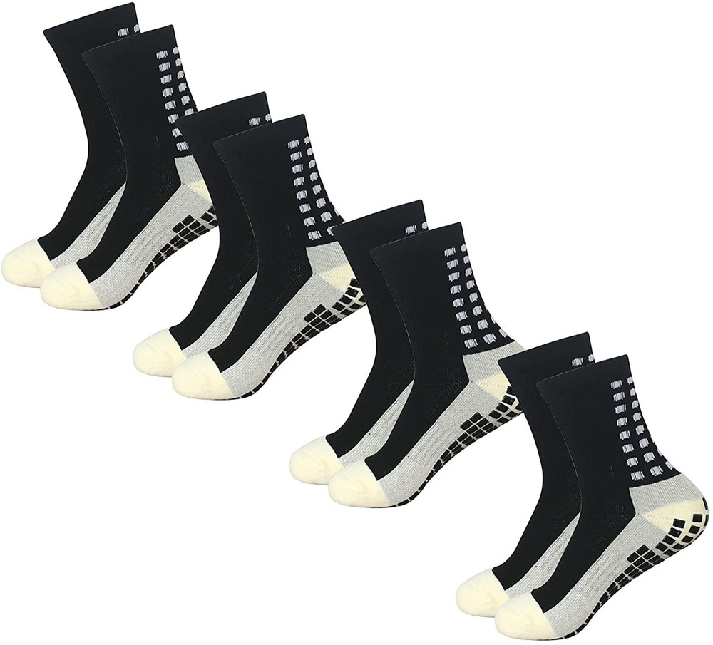 4 Pair Sport Socks Anti Slip W/ Grip Soccer Football Basketball Skateboard Sock