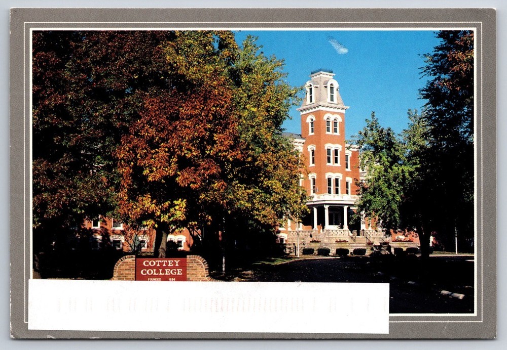 Postcard Main Hall Cottey College Nevada Missouri USA Posted