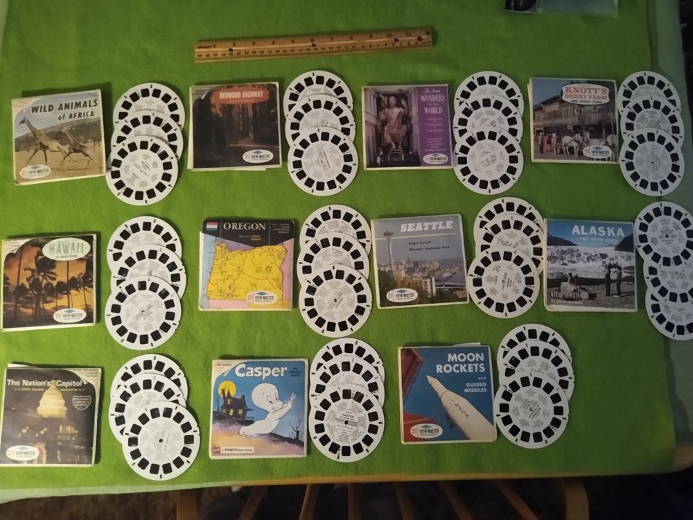 Lot of Vintage View Master Reels in original packaging- 49 Reels total.