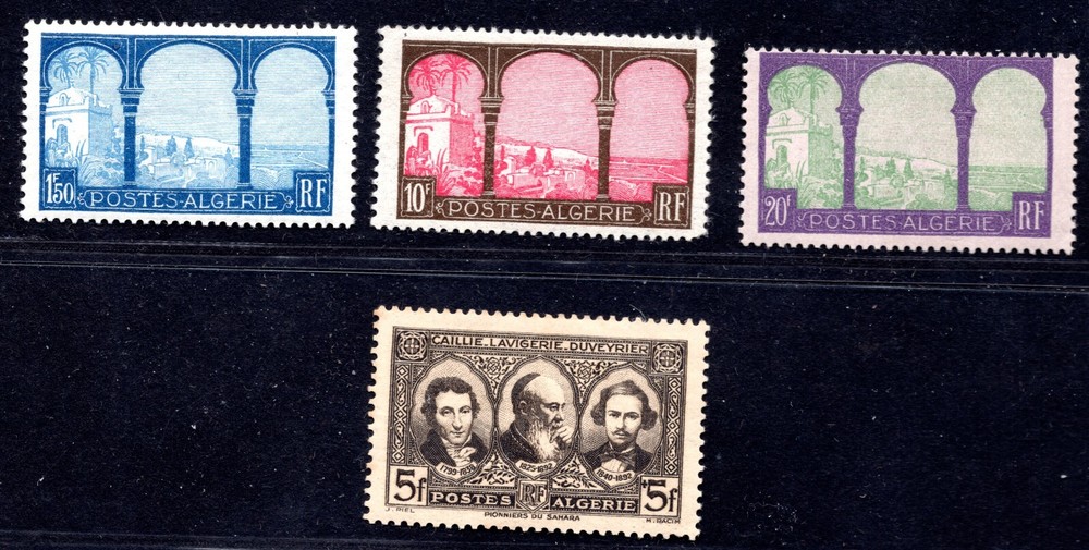 FRANCE ALGERIA 1927 KEY VALUES SC. 62, 66, 67, B31 MINT LIGHT HINGE
