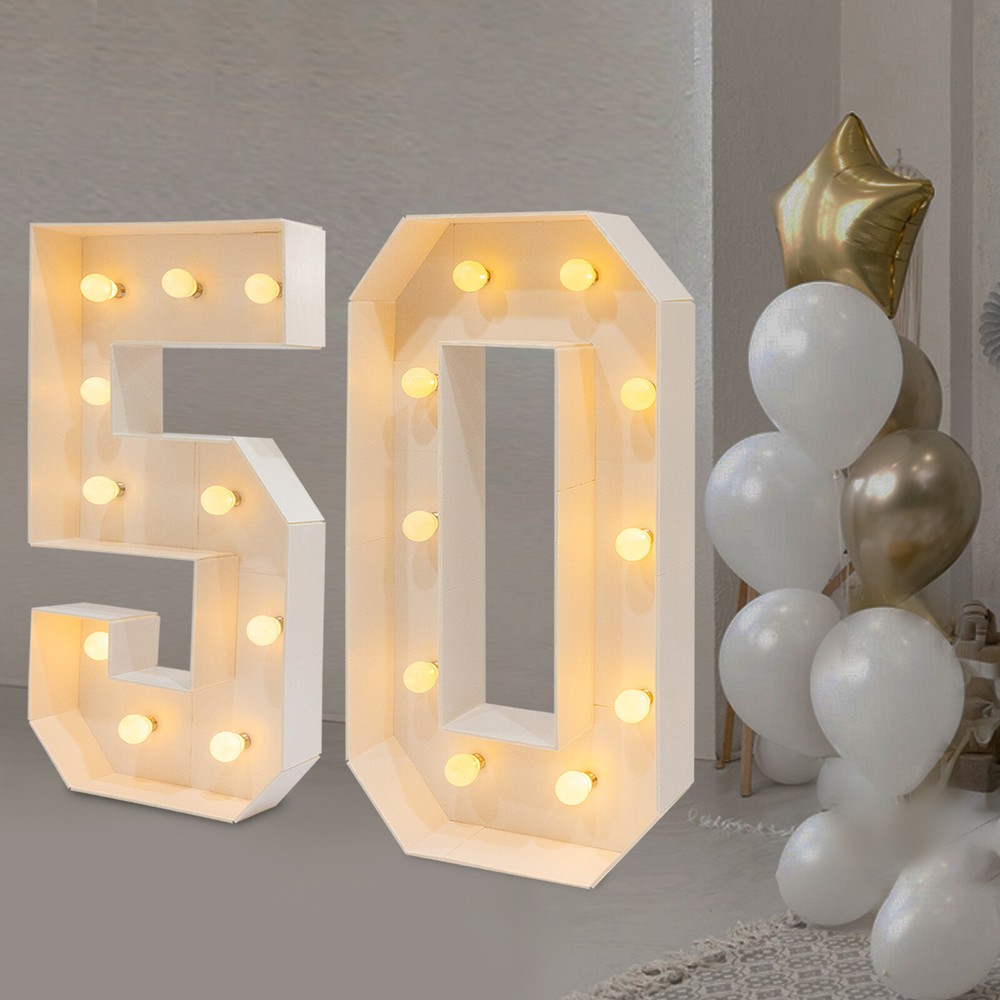 50th Birthday Light Up Number Marquee Sign 39.37 Inches for Party Decorations