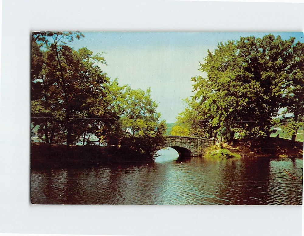 Postcard Stone Bridge in Beardsley Park Bridgeport Connecticut USA