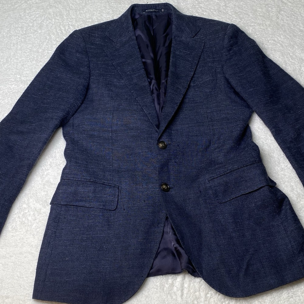 Men Suitsupply Blazer Lazio Single Breasted slim Silk Linen Wool Ethomas size 48