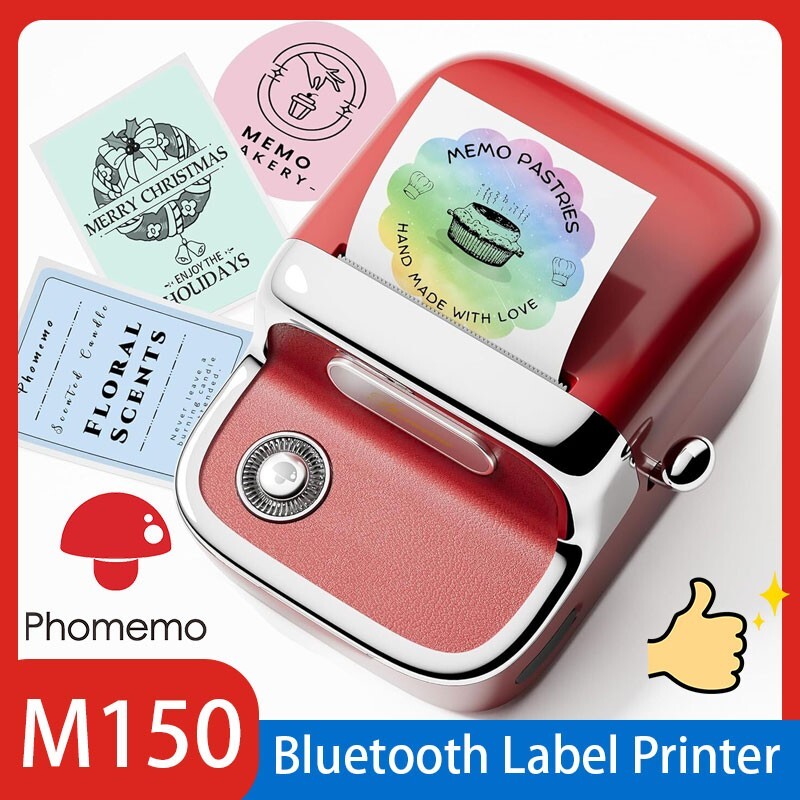Upgrade Phomemo M150 2 Inch Bluetooth Label Printer for Barcode Stickers in Red