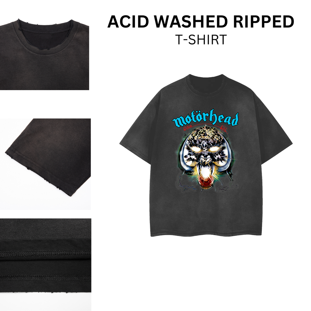 Acid Washed Ripped Vintage Rock Band Tee Unisex 102296