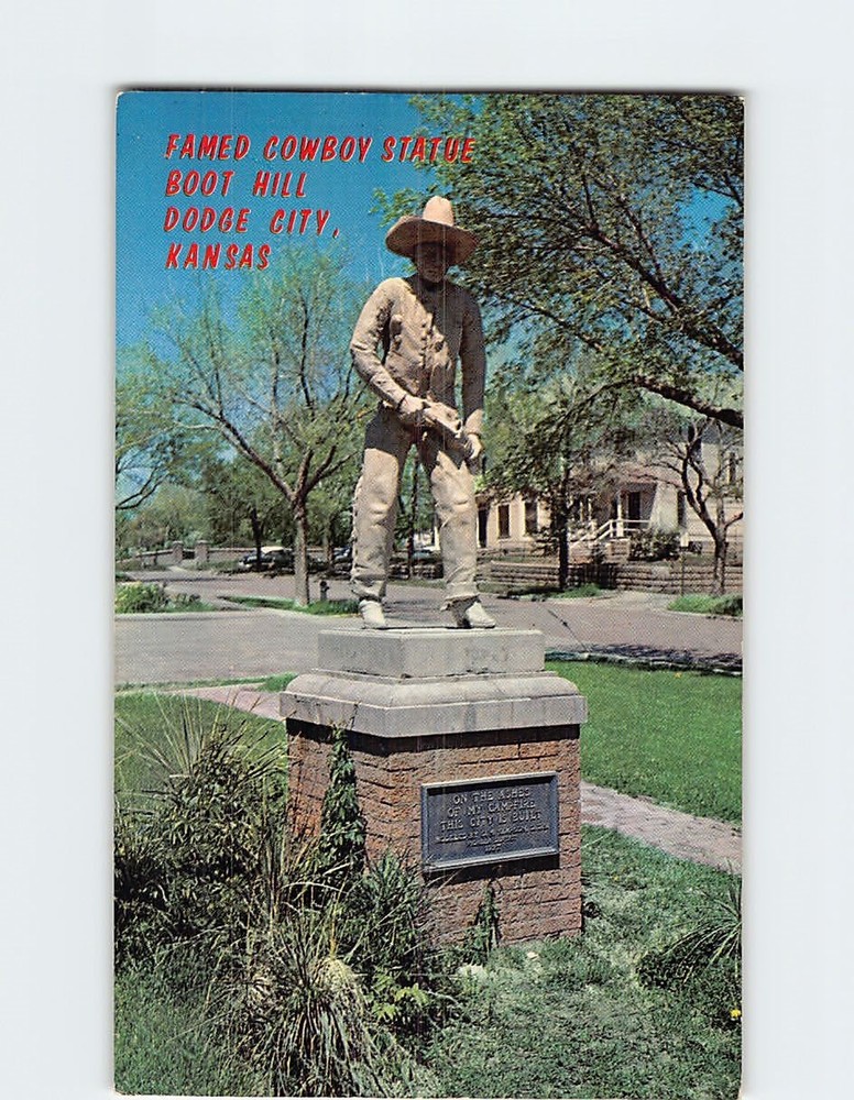 Postcard Famed Cowboy Statue Dodge City Kansas USA