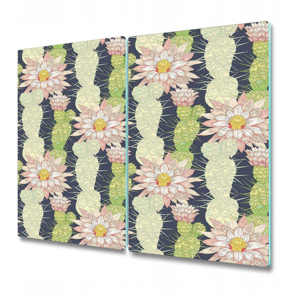 Glass Chopping Cutting Board Worktop Saver Cacti Flowers Cactus Floral 2x30x52
