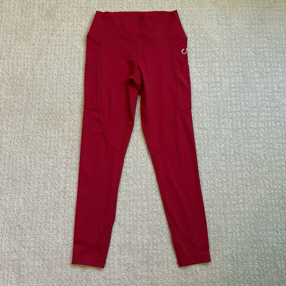 Curves N Combatboots Women’s Red High Rise Pocket Leggings Size Small