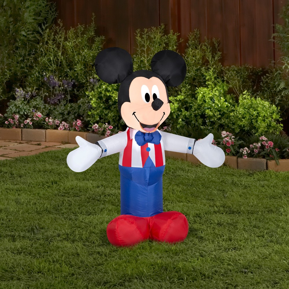 3.5 ft White Patriotic Mickey Mouse Gemmy Airblown Inflatable Decoration