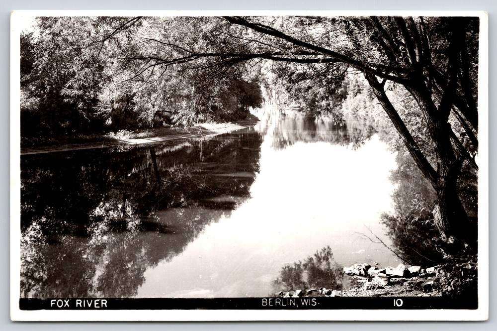 RPPC~Berlin Wisconsin~View On The Shores Of Fox River~Real Photo Postcard