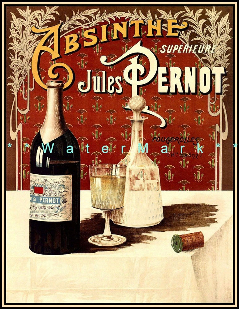 Jules Pernot Absinthe 1890 French Drink Vintage Poster Print Victorian Art-image