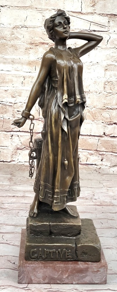 Hot Cast Detail in Bronze Statue of a Captive Woman  Fine Art Home Office Decor