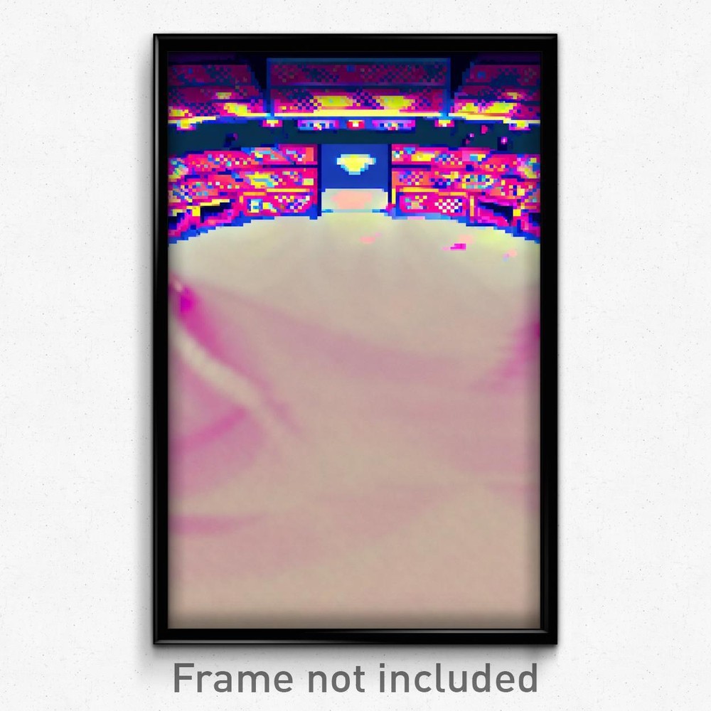 8 Bit Psychedelic Pixel Art Poster - Distorted Arena Video Game Print