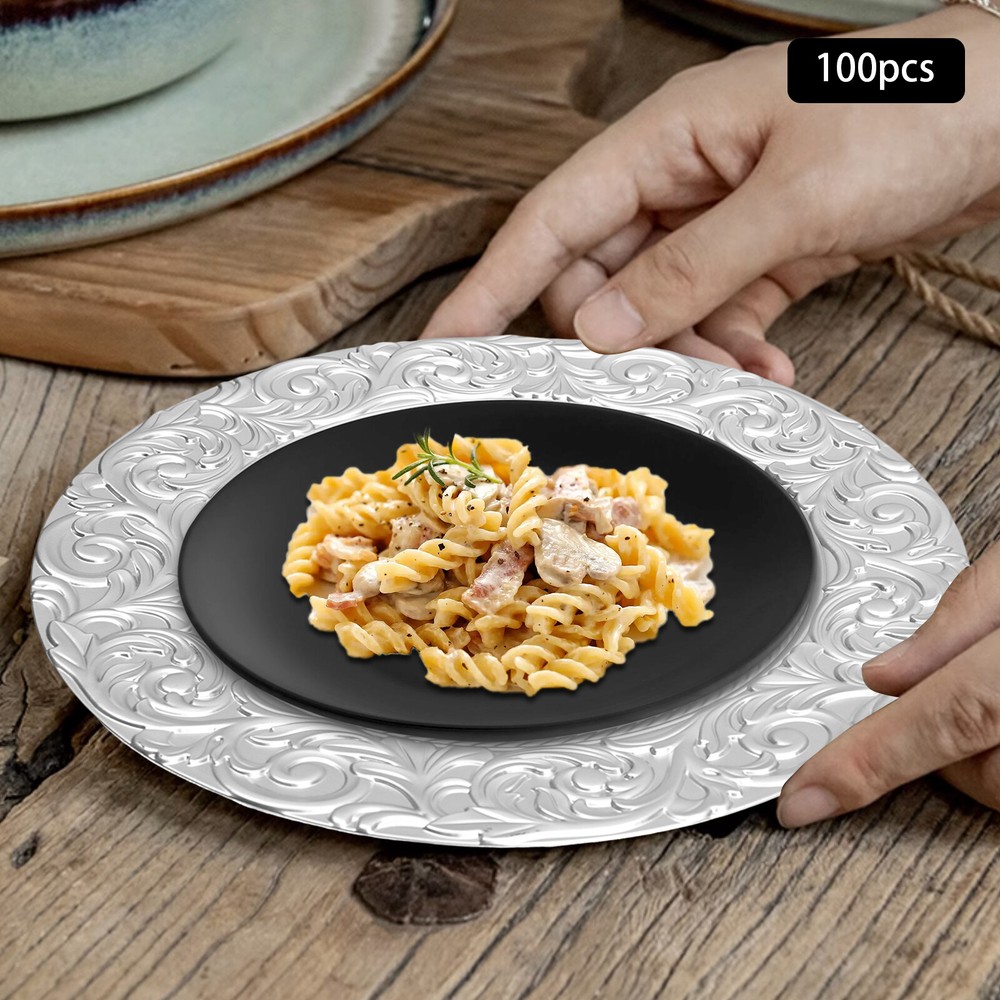 100* Charger Plates Set, Round Reusable Serving Plates for Wedding Party Events