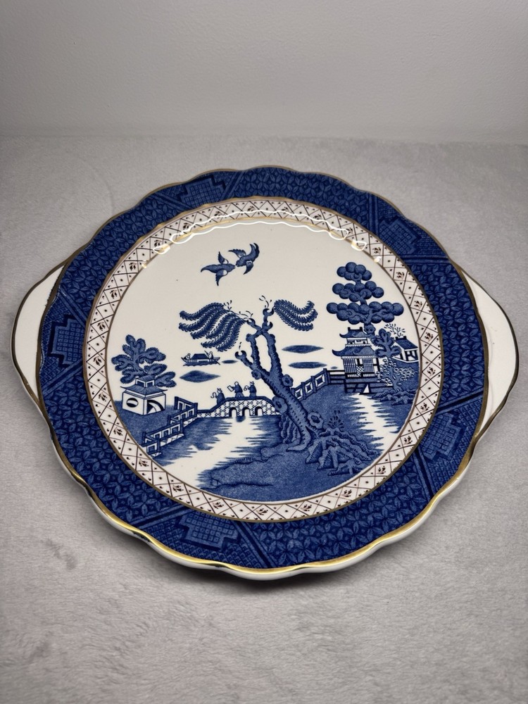 Booths Real Old Willow Bread Plate With Handles A8025