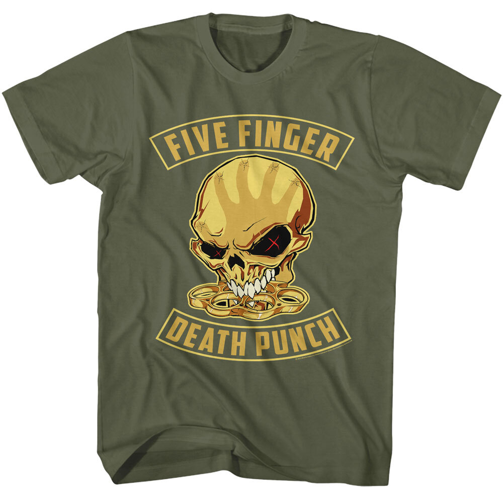 Five Finger Death Punch Mens T Shirt Skull and Knuckles Heavy Metal Rock Band