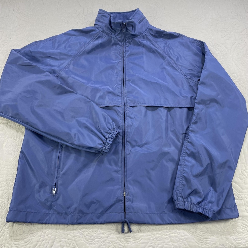 Eddie Bauer Jacket Mens XL Blue Nylon Windbreaker Mesh Lined Full Zip Vintage