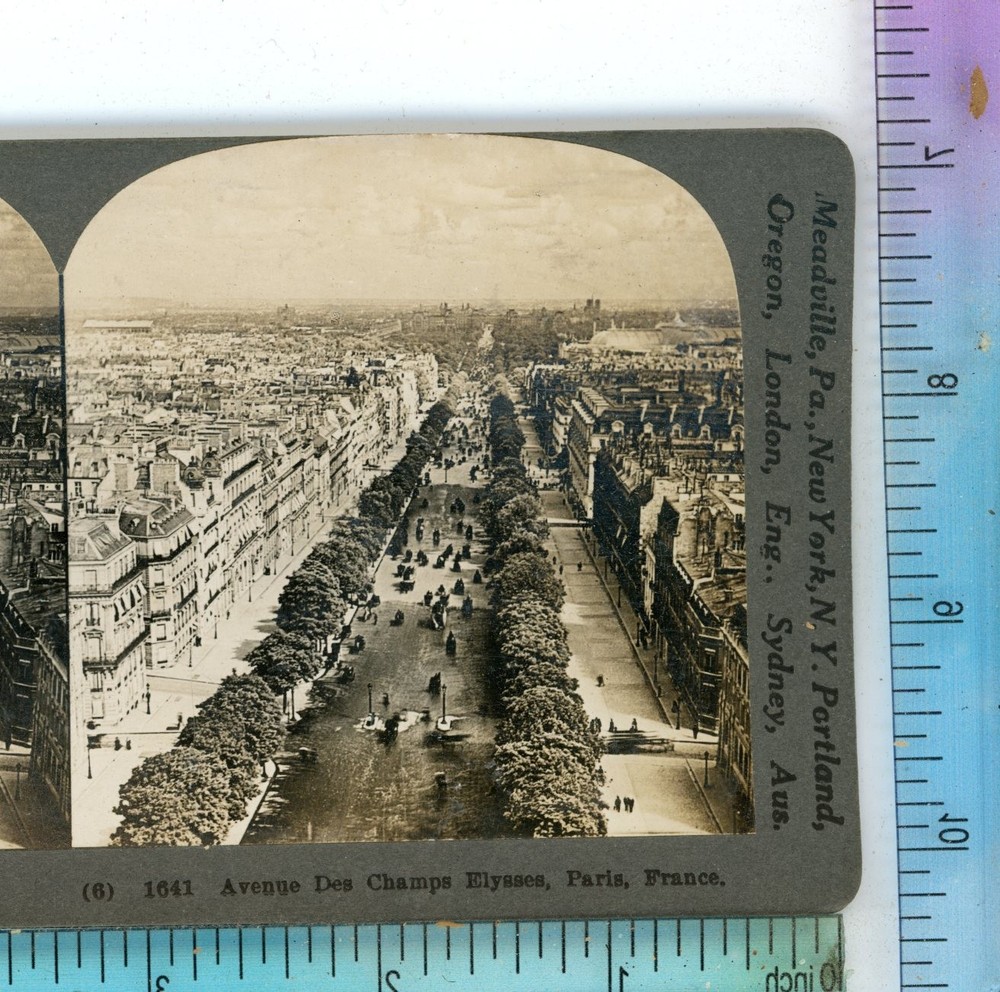 Paris France Avenue des Champs Elysees Keystone Stereoview