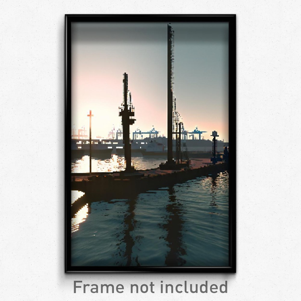 Pixel Art Poster - Famous Port (8 Bit Psychedelic Trippy Weird Video Game Print)