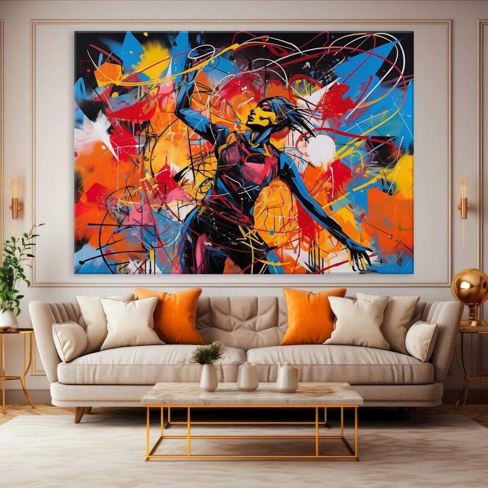 Abstract Graffiti Modern Woman Art Neo Wall Art Canvas Unframed Print Art-image