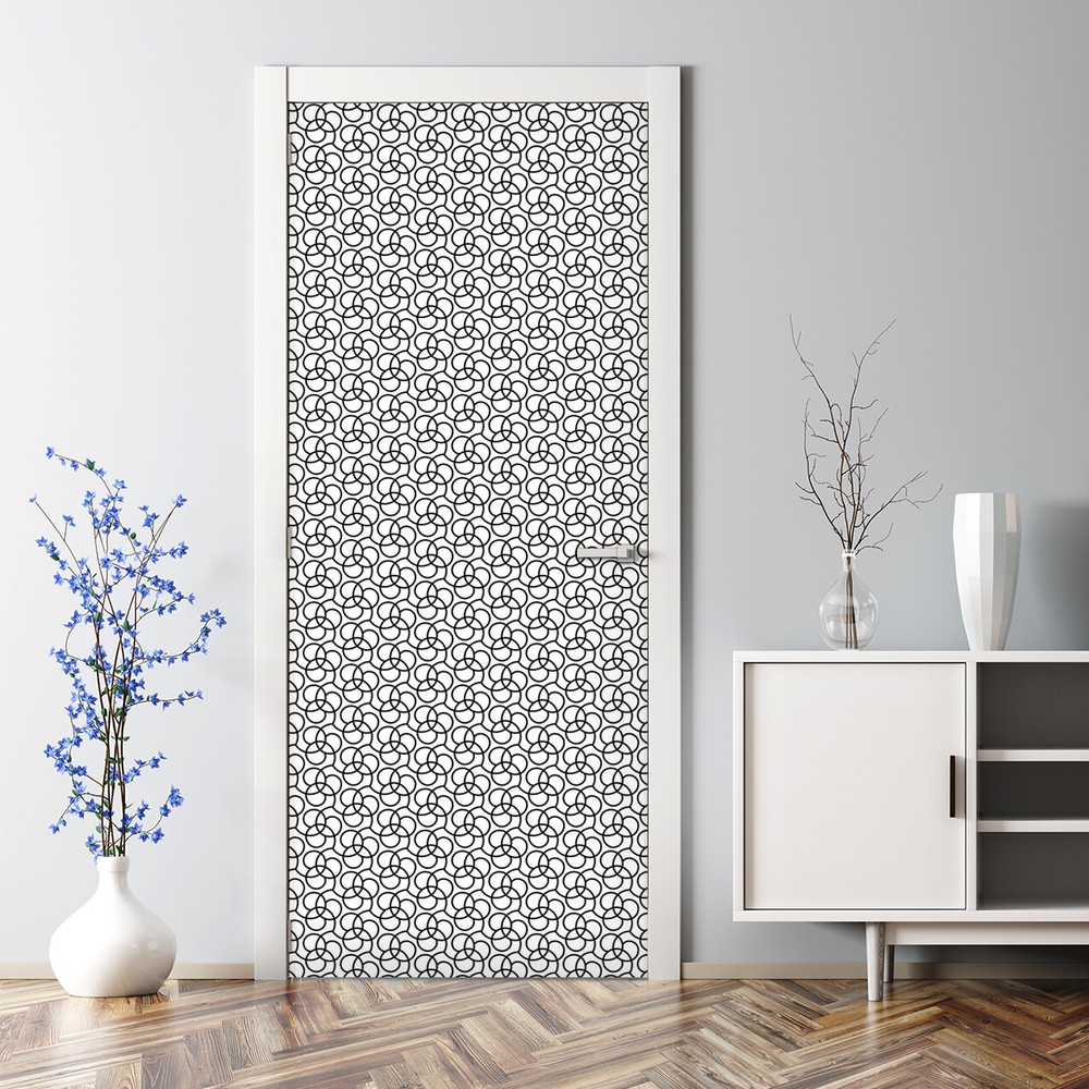 Geometric black and white pattern minimalistic self adhesive Door sticker