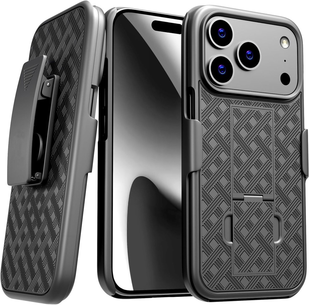 For iPhone 17 16 Pro Max 15 14 Case with Belt Clip Holster Heavy Duty Hard Cover