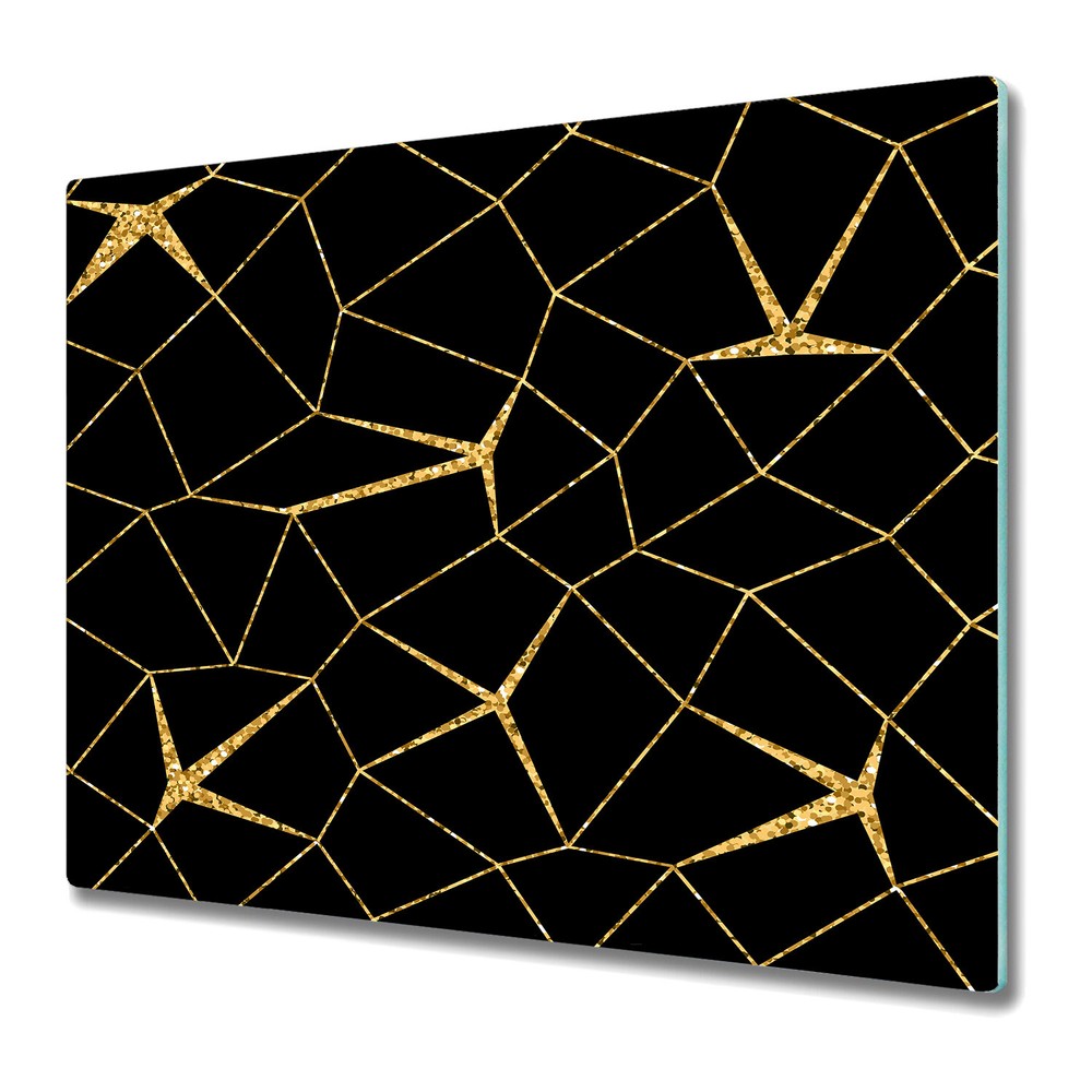 Glass Induction Ceramic Hob Cover Mosaic gold black golden and black large 60x52