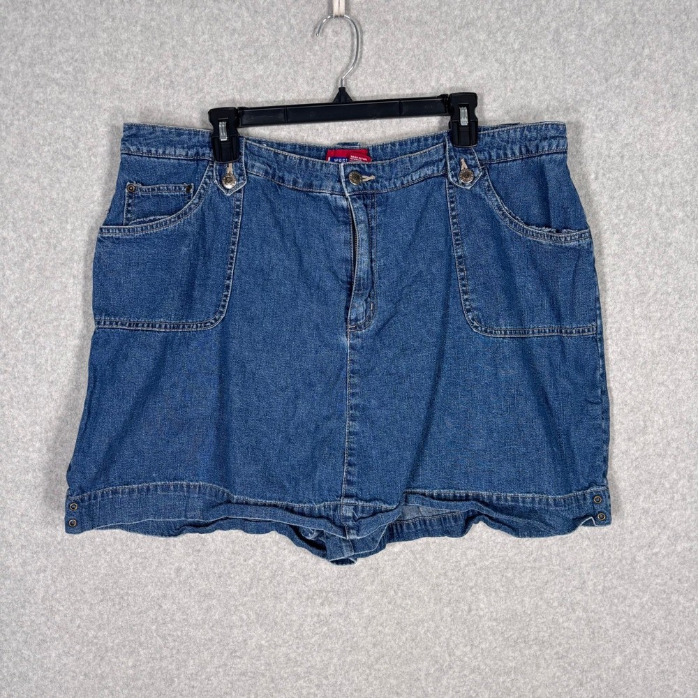 Vintage Westport Jean Skort Size 20 Utility Skirt Shorts Elastic Waist 90s GORP