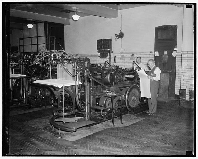 Photo:Washington DC Govt Printing Office B.E. Burr 1930s Press Room