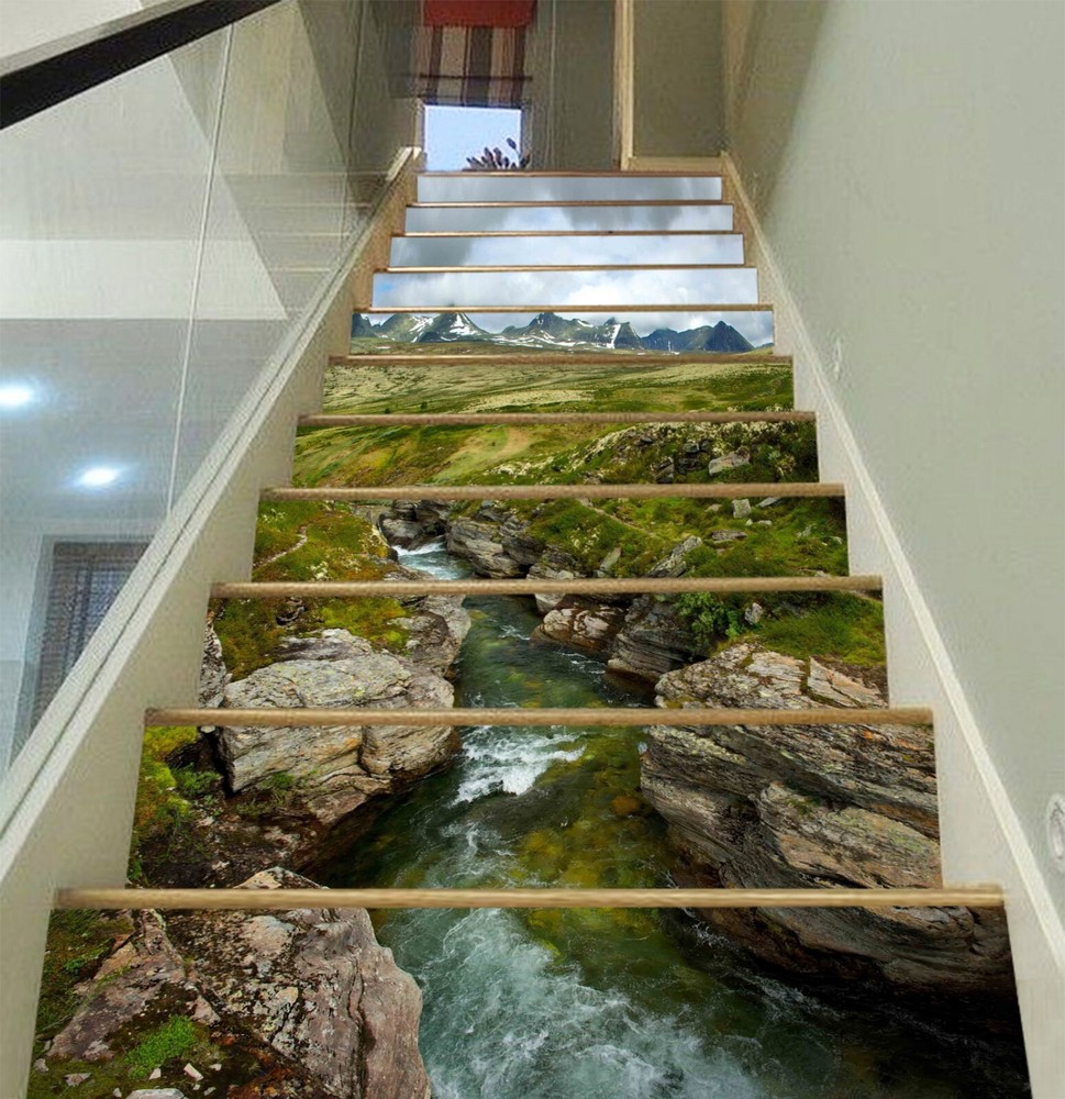 3D Snow Mountain AZ778 Stair Risers Decoration Mural Vinyl Wallpaper Kay