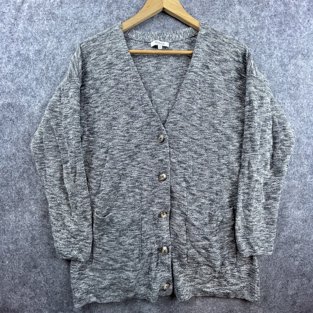 Madewell Womens Medium Heather Grey Button Front Cardigan Cozy Lagenlook Sweater