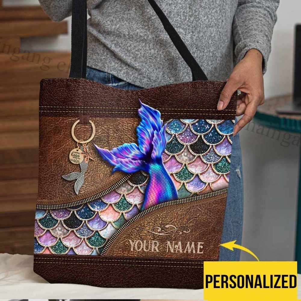 Personalized Mermaid Tote Bag, Salty Lil Beach Mermaid Shoulder Bag,  Mermaid