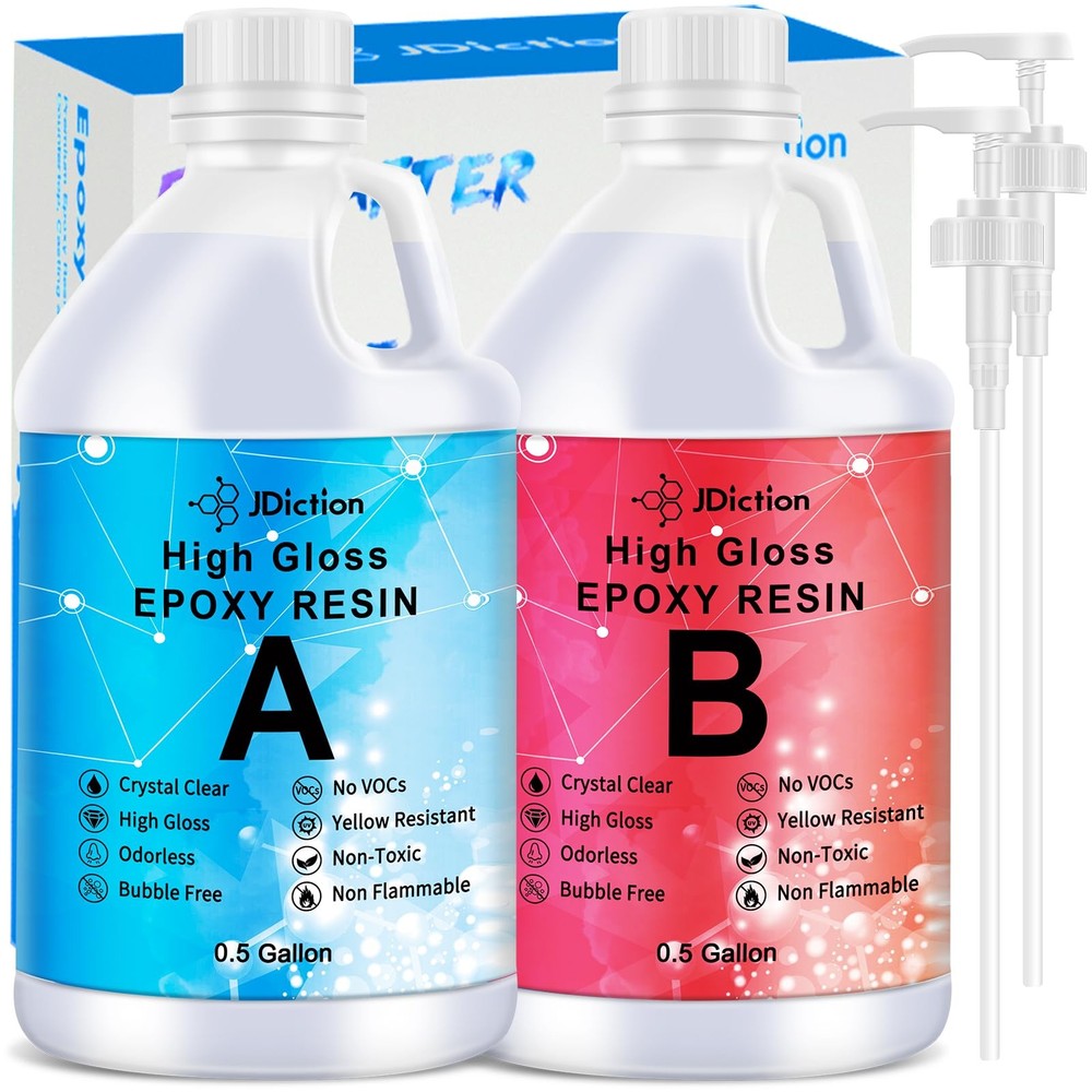 Clear High Gloss Deep Pour Epoxy Resin 1 Gallon for 1.5 Inch Projects
