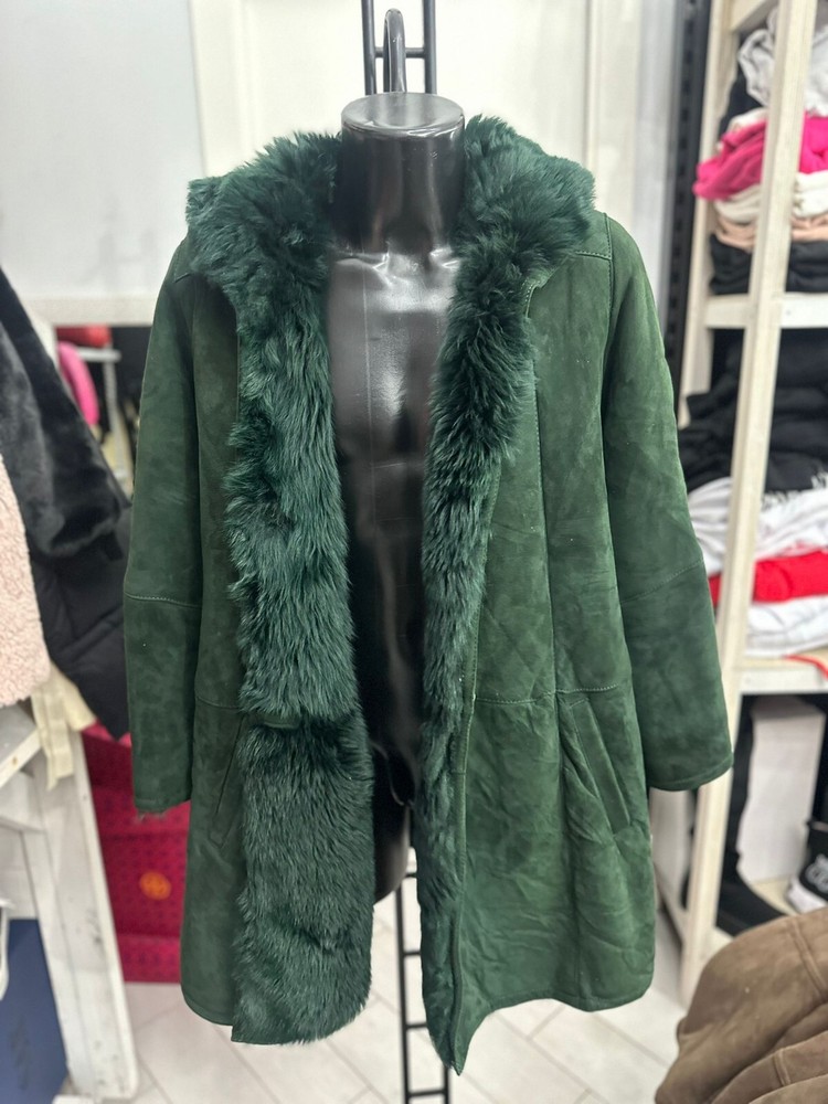 Vintage Green Shearling Coat for Women Size 42 LLV1204