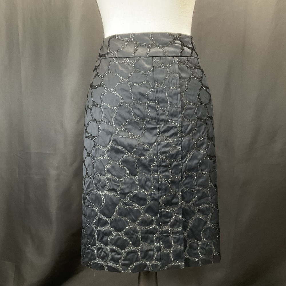 Vintage Y2K Size 10 Black Skirt with Black Embroidered Animal Print Design