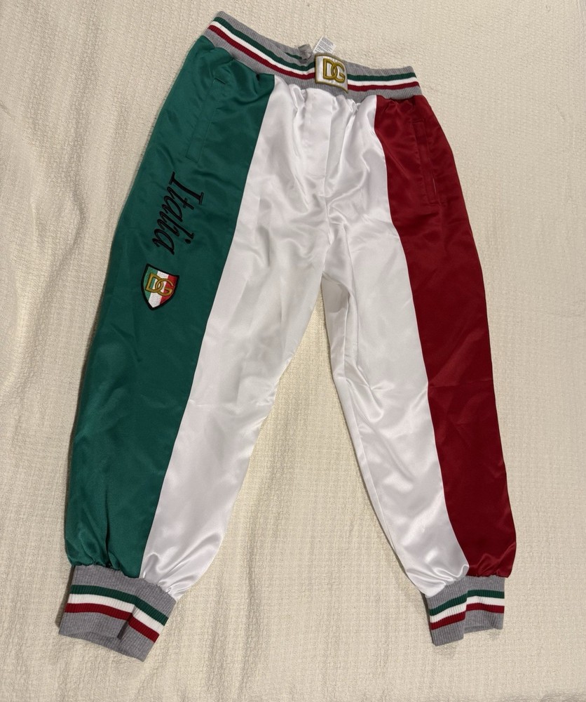 Dolce & Gabbana Italia Track Pants Green White Red Size 48 Zip Pocket