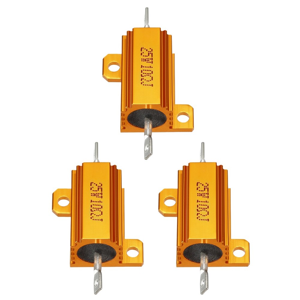 3 Pcs Aluminum Case Resistor, Great for Daily Use (Gold, 25W 10 Ohm)