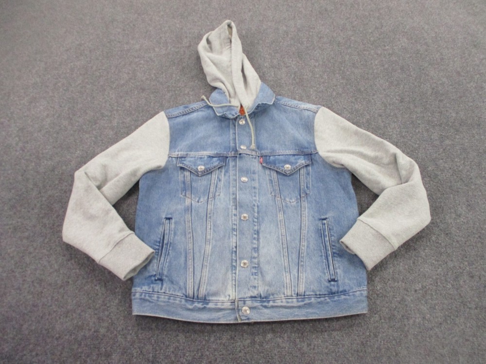 Levis Jacket Adult S Denim Relaxed Trucker Jean Work Outdoor Hoodie Hiking Mens